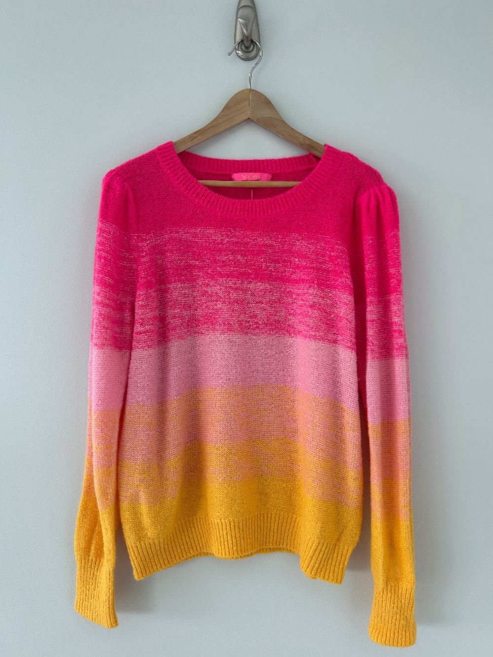 NWT Lilly Pulitzer Olinia Wool Blend Sweater Pink Grenadine Marbled Ombre Sz XL